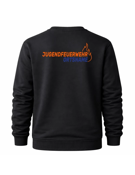 BOSWEAR Teamwear Sweatshirt Rundhals W280 schwarz - Jugendfeuerwehr Baden-Württemberg DTF-Print 2-farbig mit Ortsname