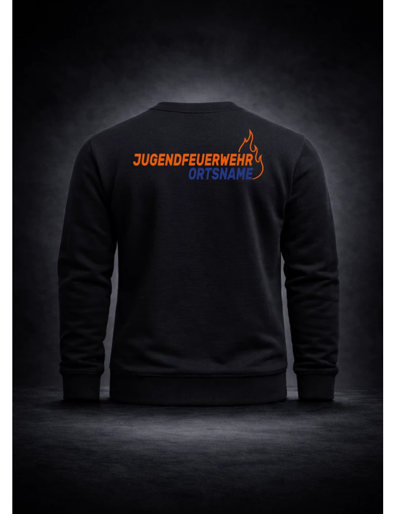 BOSWEAR Teamwear Sweatshirt Rundhals W280 schwarz - Jugendfeuerwehr Baden-Württemberg DTF-Print 2-farbig mit Ortsname