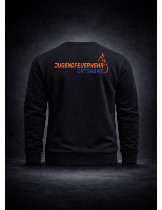BOSWEAR Teamwear Sweatshirt Rundhals W280 schwarz - Jugendfeuerwehr Baden-Württemberg DTF-Print 2-farbig mit Ortsname