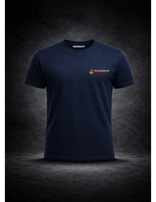Feuerwehr Baden-Württemberg T-Shirt Navy DTF-Print 3-farbig mit Ortsname
