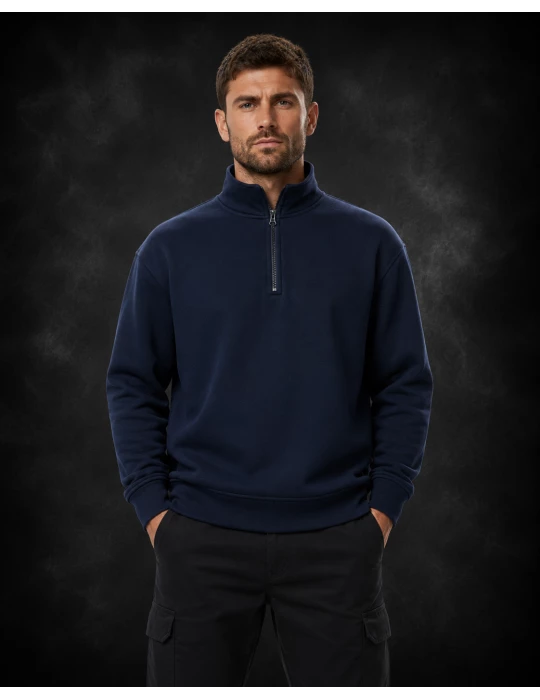 Unisex Workwear 1/4 Zip Sweatshirt navy - BOSWEAR Heavy Performance 290 Navy Edition