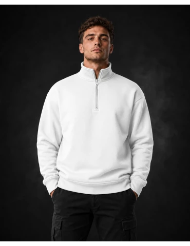Unisex Workwear 1/4 Zip Sweatshirt weiß - BOSWEAR Heavy Performance 290 White Edition
